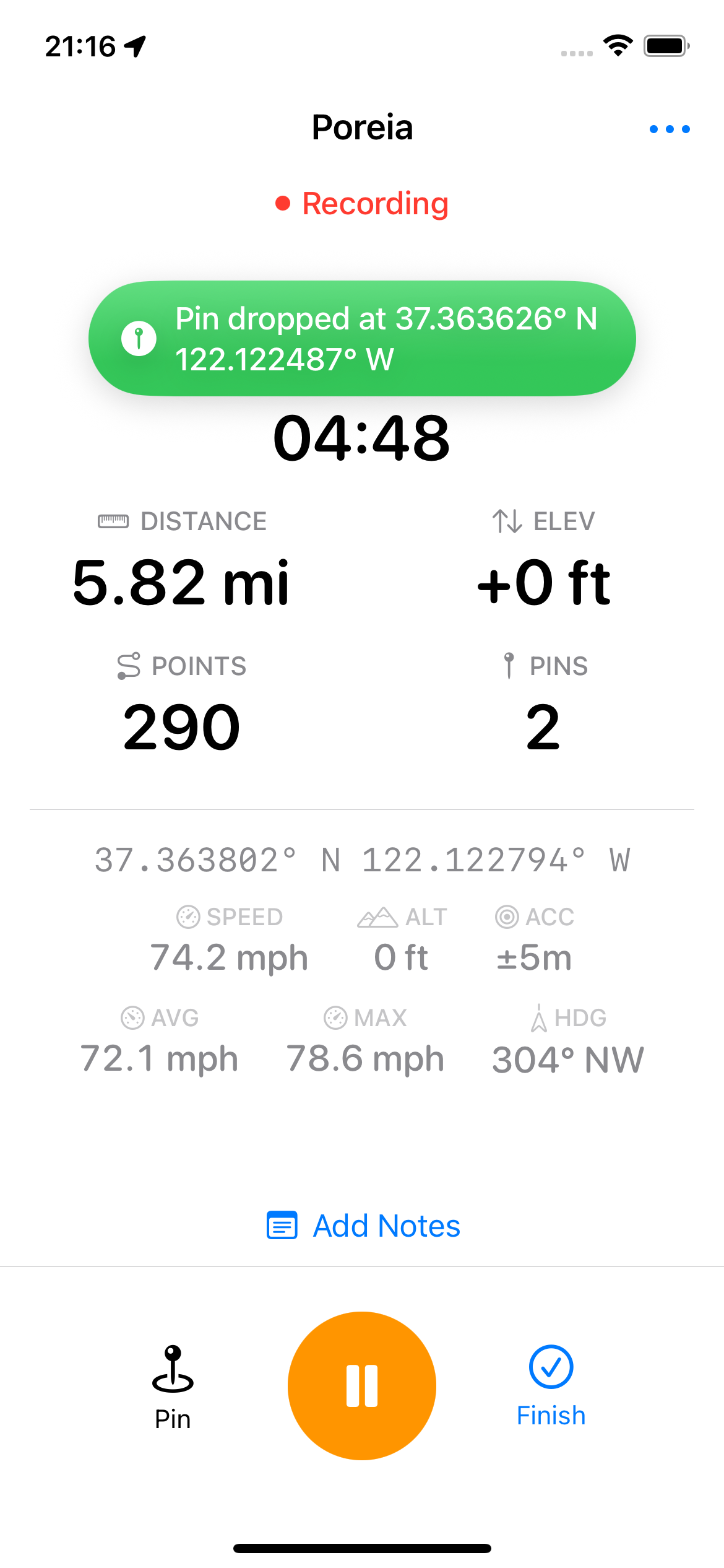 Pin drop notification banner