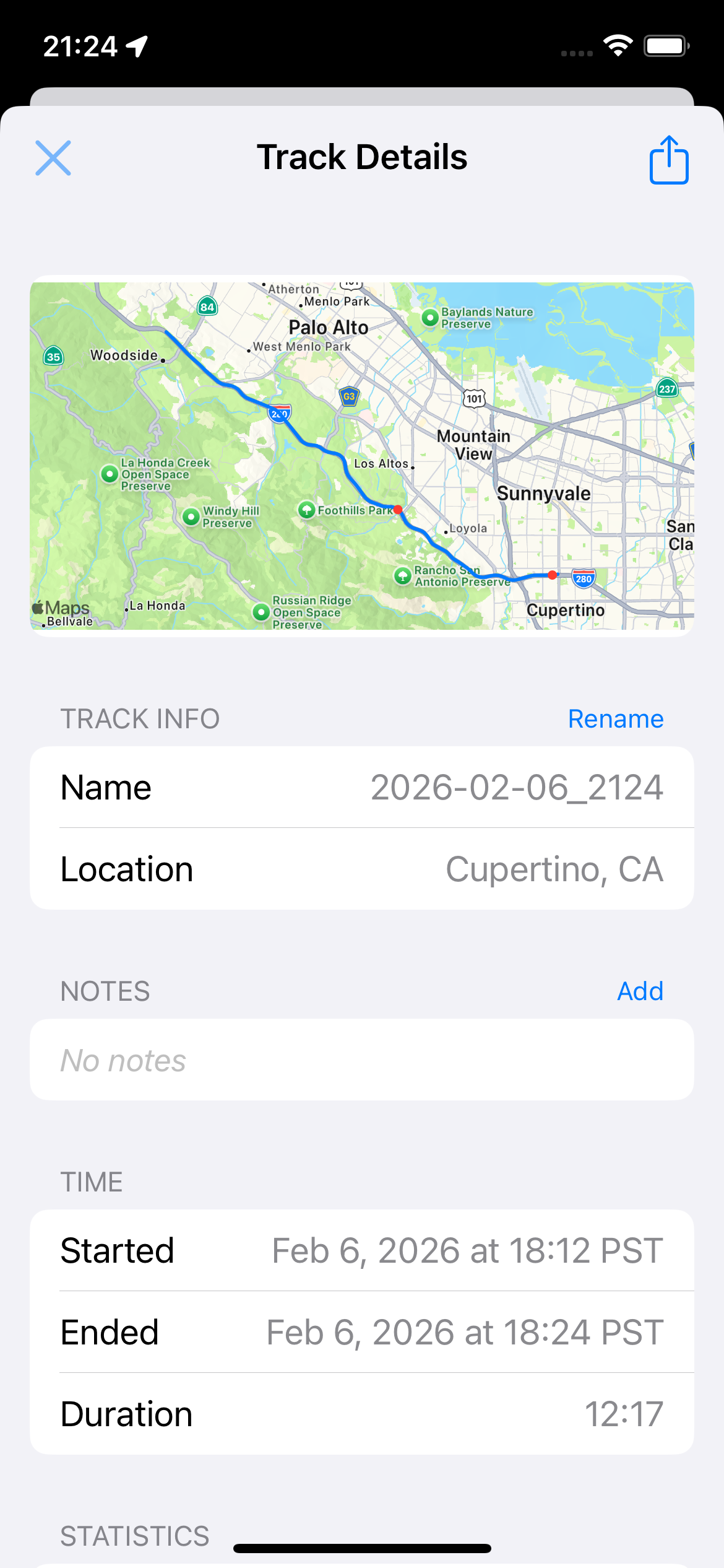 Track details with map